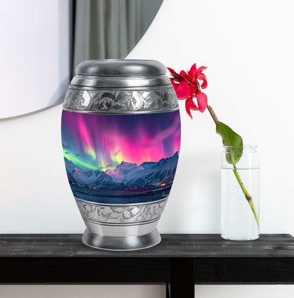 Aurora Borealis Theme Large Urn With 1 Keepsake Urn
