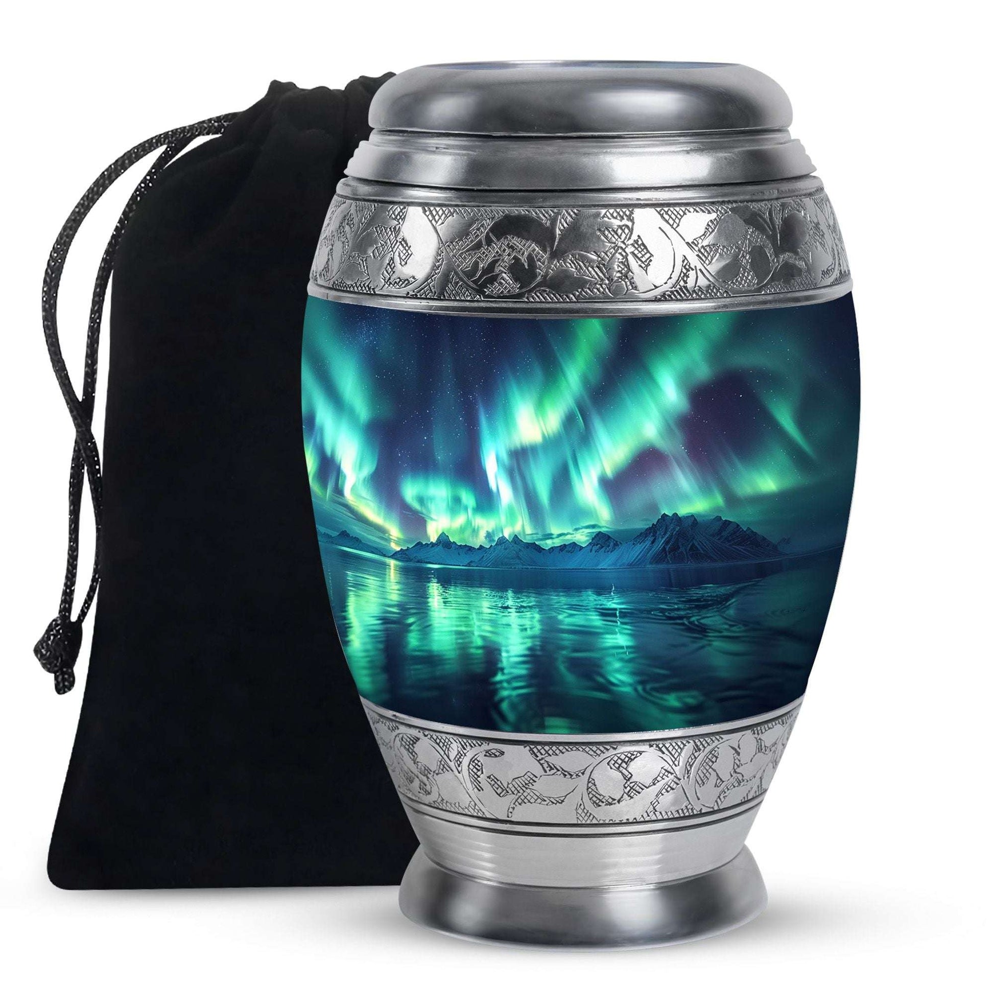 Aurora Borealis Borealis Theme Large Urn 10 Inch
