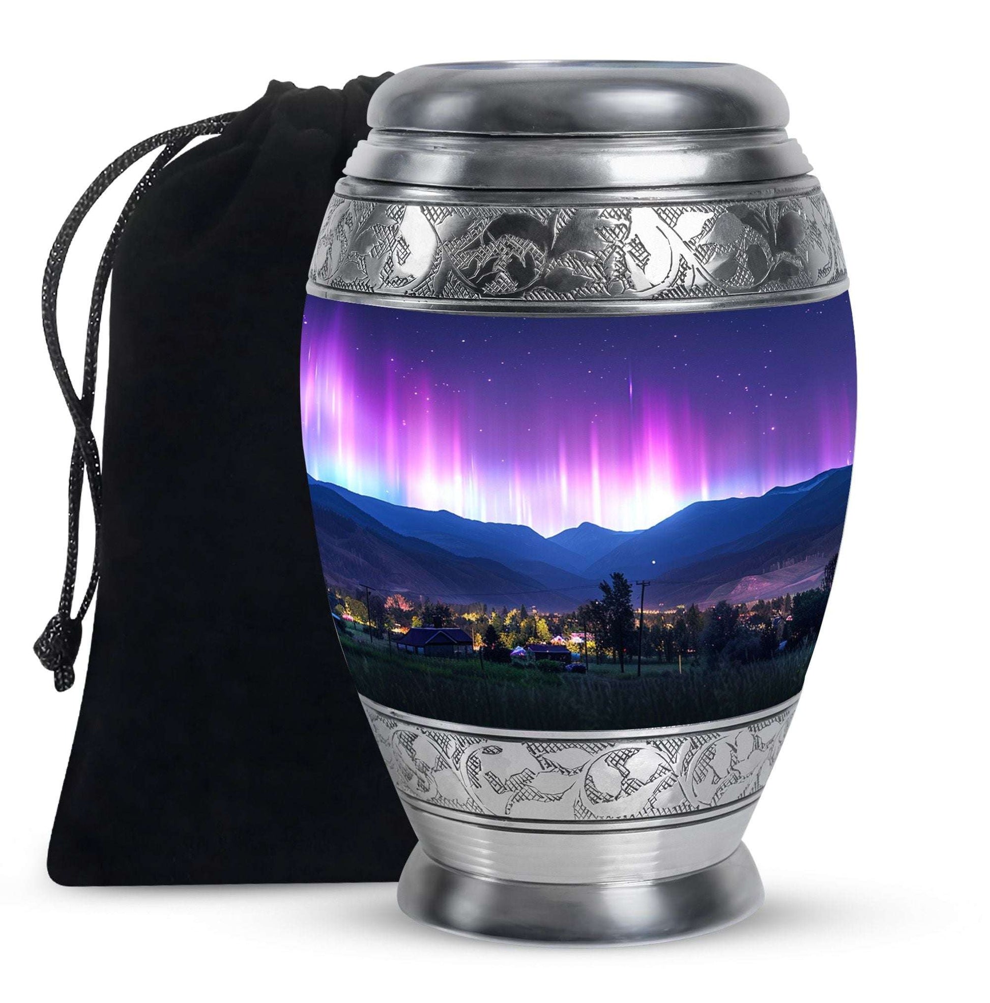 Aurora Borealis Theme Large Urn 10 Inch