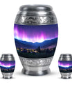 Aurora Borealis Theme Large Urn With 2 Keepsake Urn