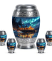 Aurora Borealis Borealis Theme Large Urn With 4 Keepsake Urn