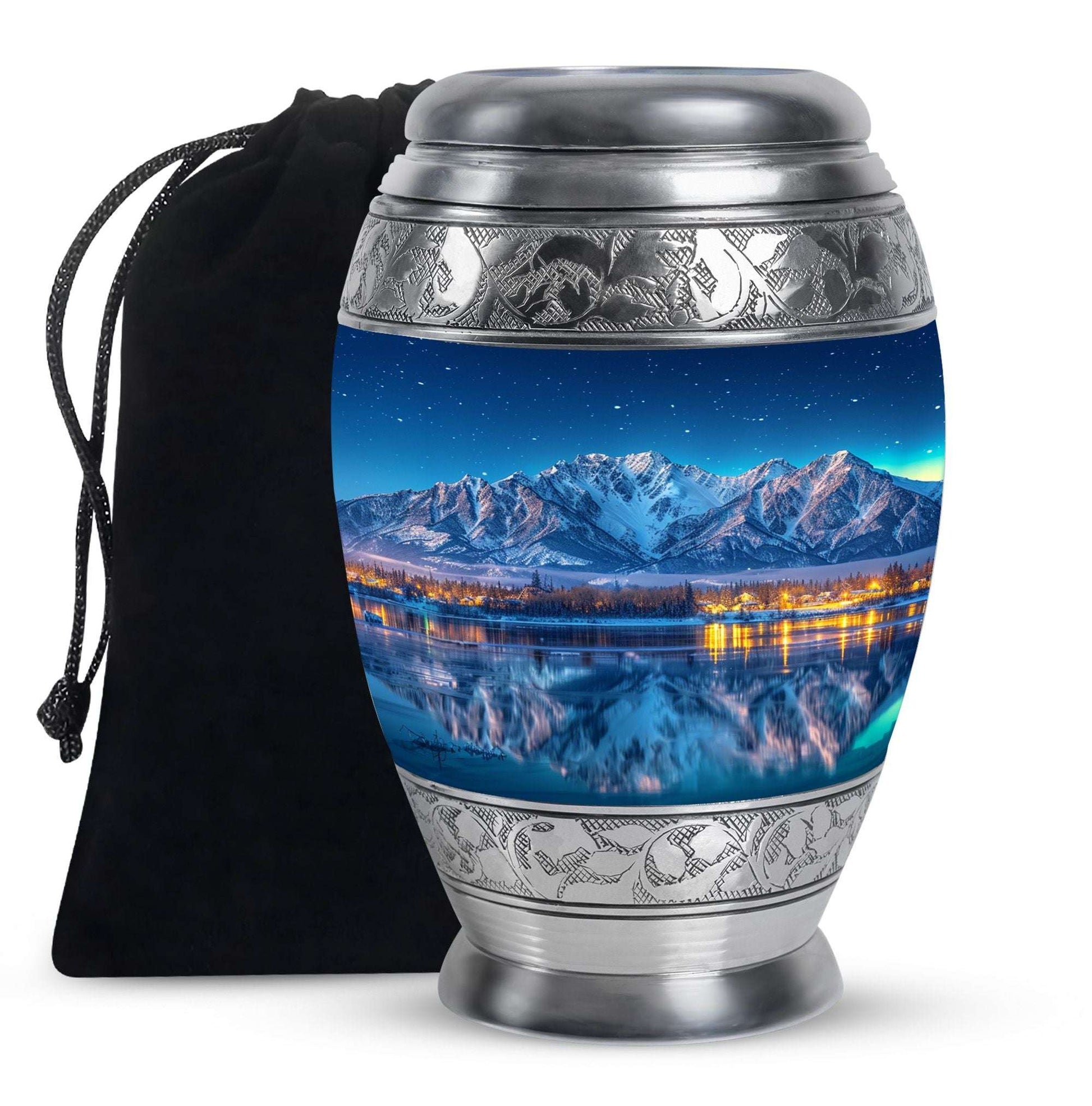 Aurora Borealis Theme Large Urn 10 Inch