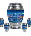 Aurora Borealis Theme Large Urn With 4 Keepsake Urn