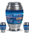 Aurora Borealis Theme Large Urn With 2 Keepsake Urn