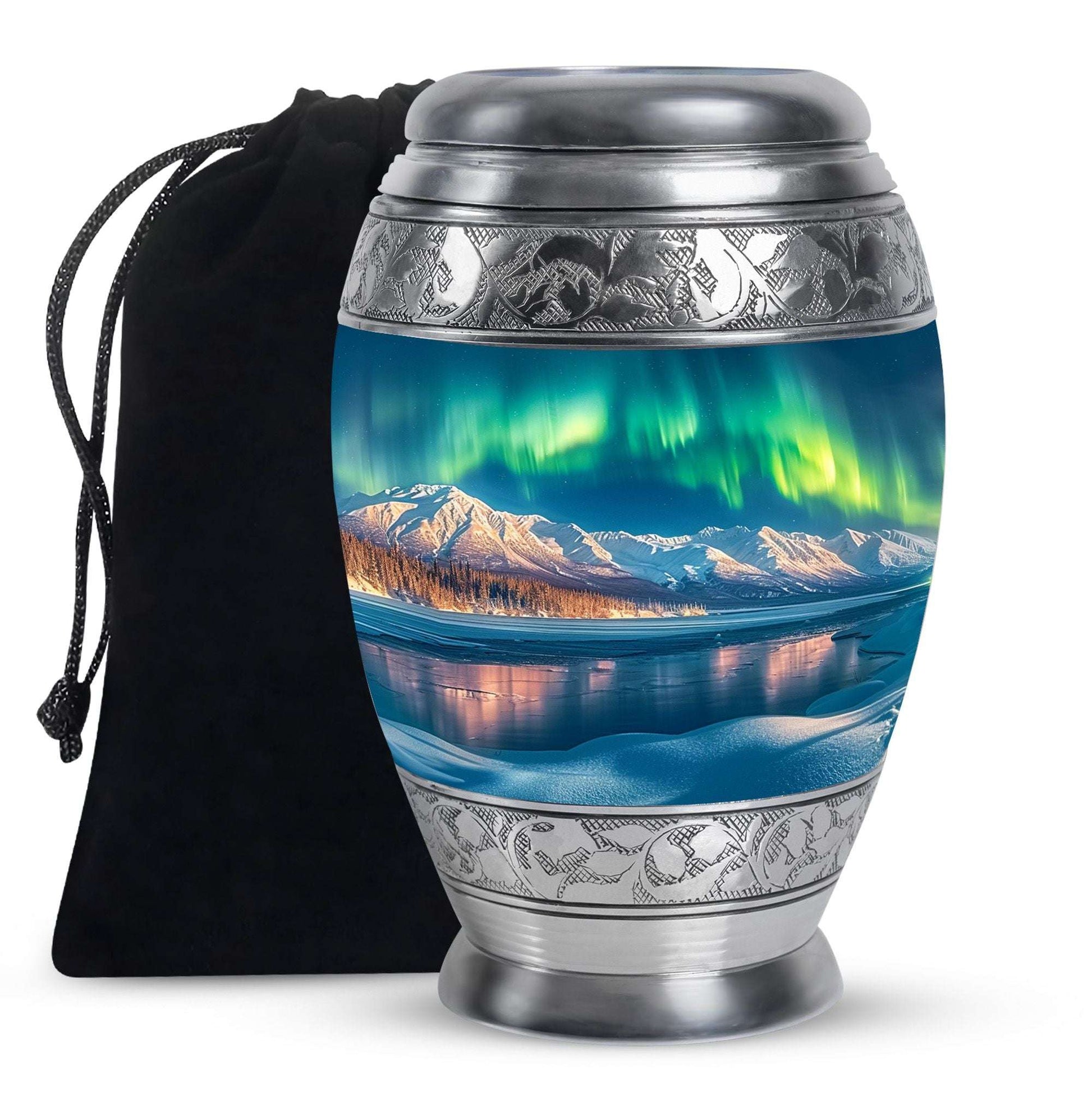 Aurora Borealis Theme Large Urn 10 Inch
