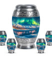 Aurora Borealis Theme Large Urn With 4 Keepsake Urn