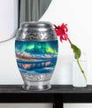 Aurora Borealis Theme Large Urn With 1 Keepsake Urn