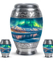 Aurora Borealis Theme Large Urn With 2 Keepsake Urn
