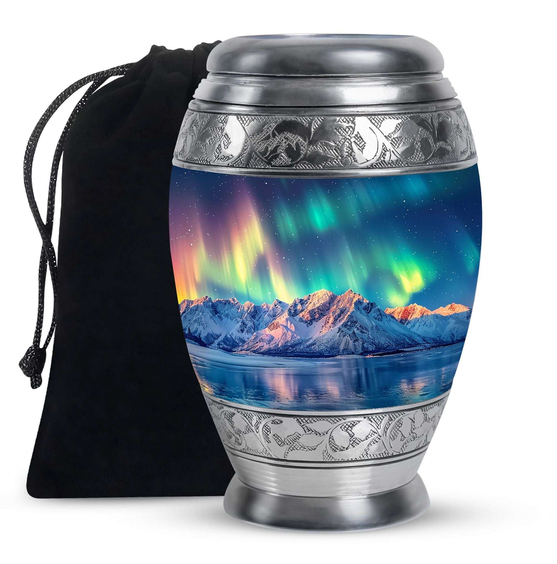 Aurora Borealis Theme Large Urn 10 Inch