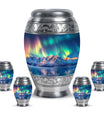 Aurora Borealis Theme Large Urn With 4 Keepsake Urn