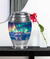 Aurora Borealis Theme Large Urn With 1 Keepsake Urn
