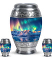 Aurora Borealis Theme Large Urn With 2 Keepsake Urn