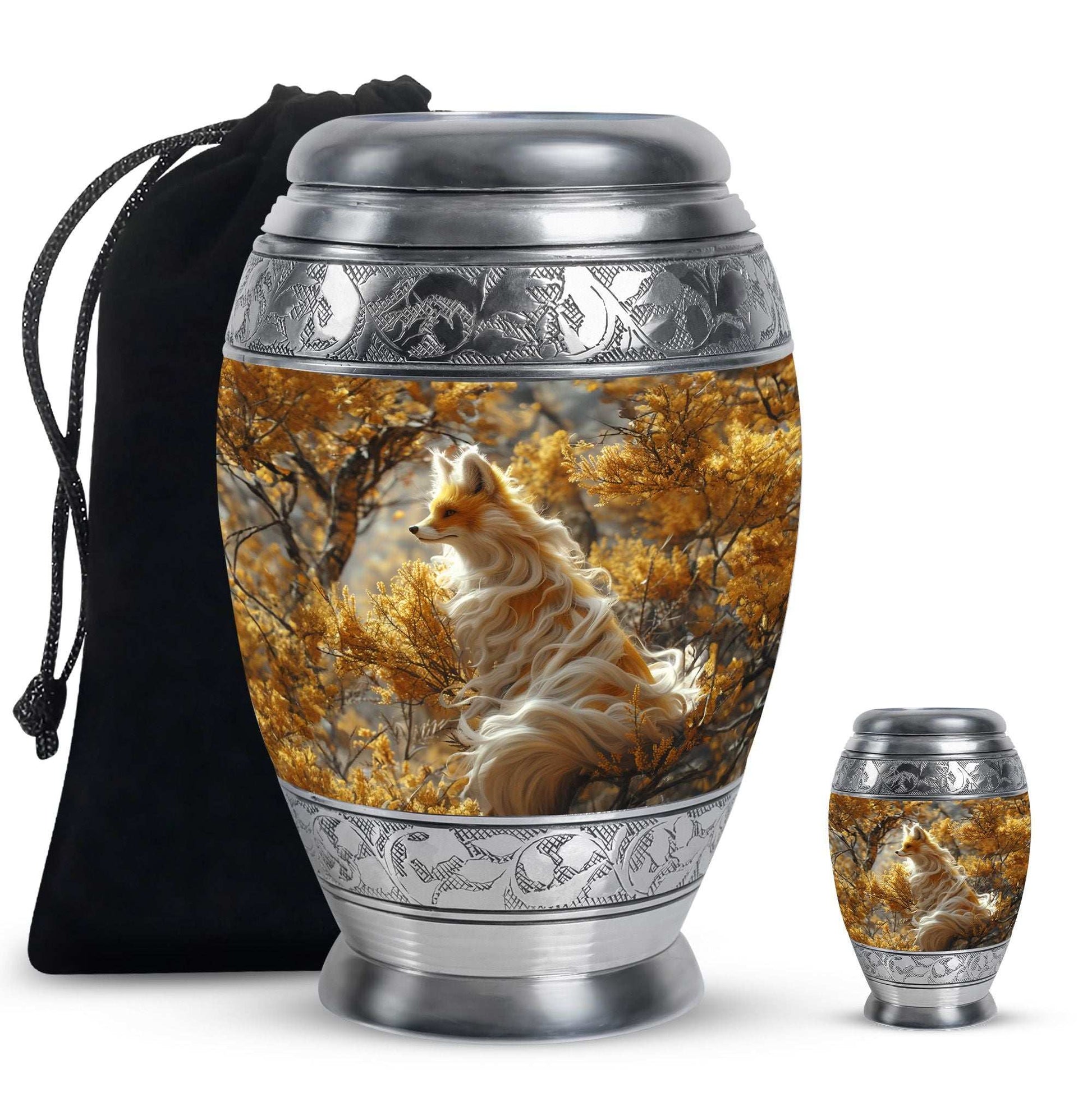 Fox Theme Large Urn With 1 Keepsake Urn
