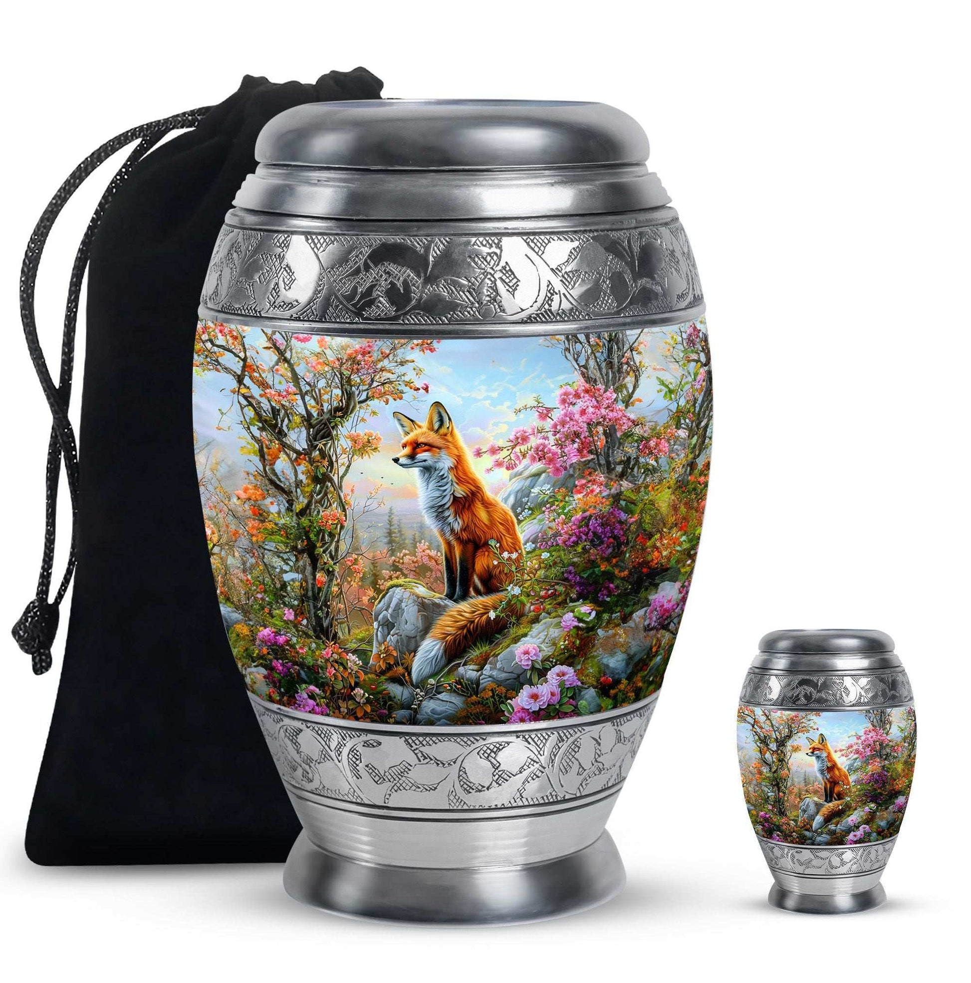 Fox Theme Large Urn With 1 Keepsake Urn