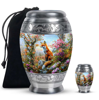 Fox Theme Large Urn With 1 Keepsake Urn