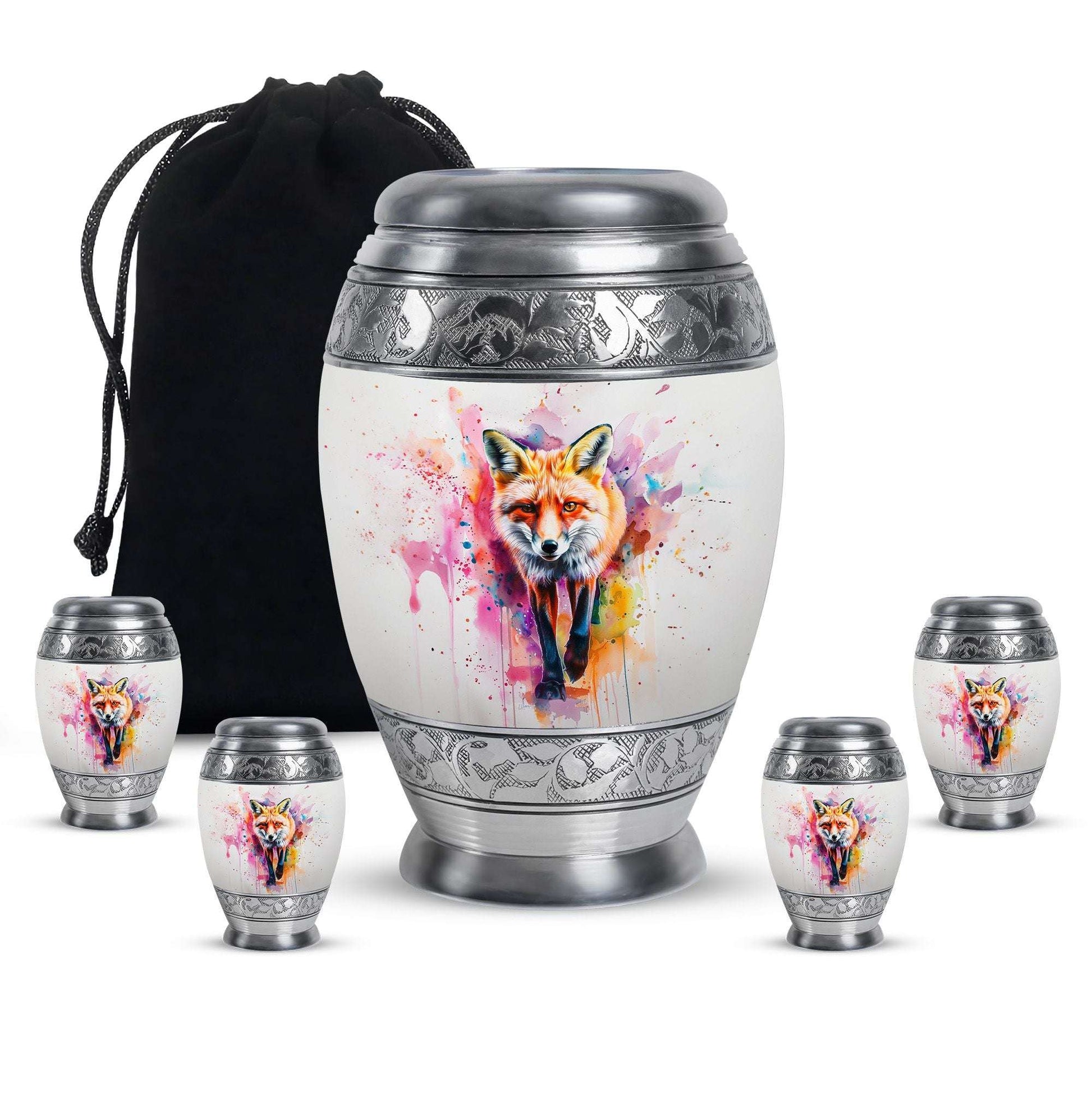 Fox Theme Large Urn With 4 Keepsake Urn