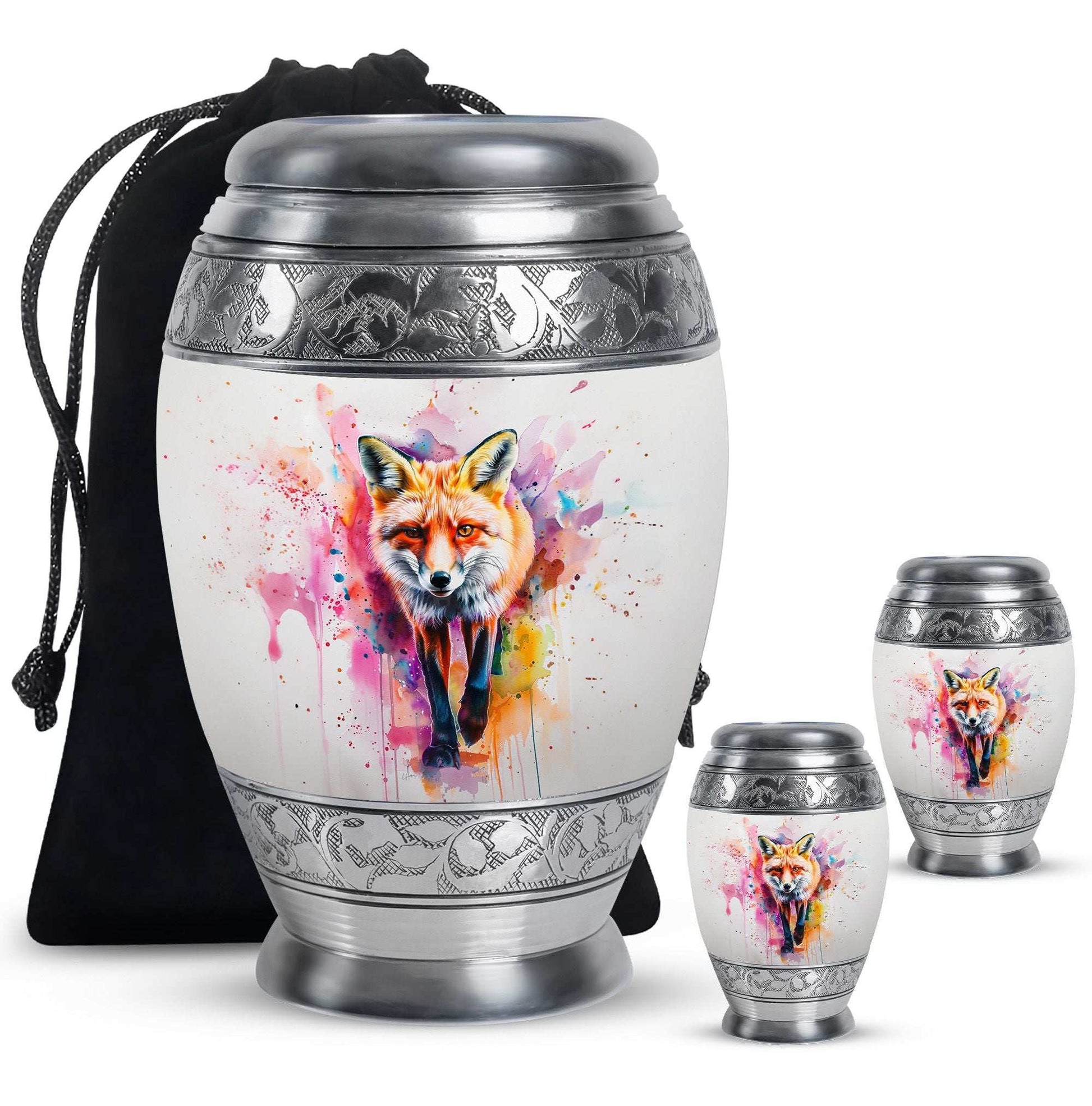 Fox Theme Large Urn With 2 Keepsake Urn