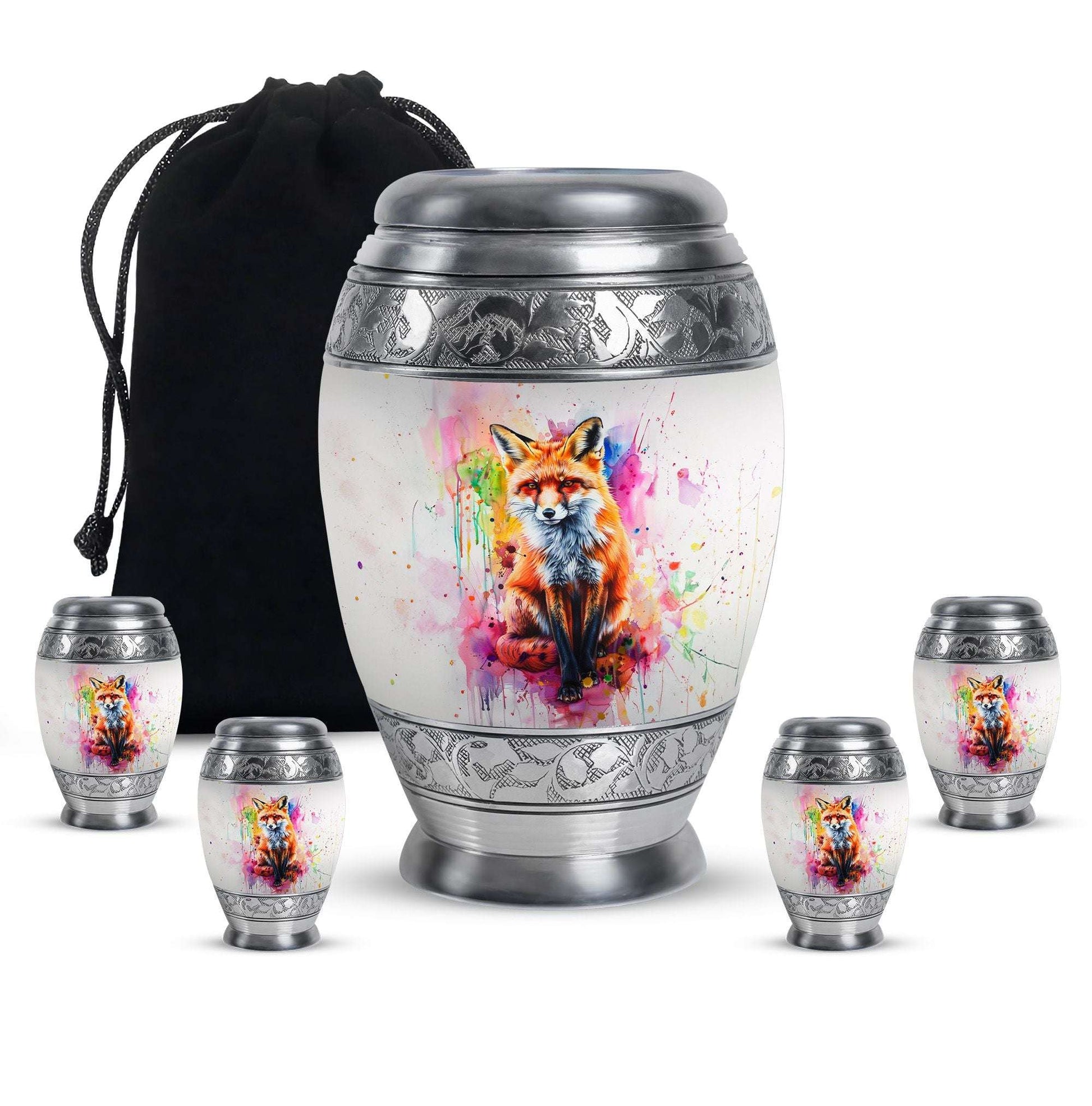 Fox Theme Large Urn With 4 Keepsake Urn