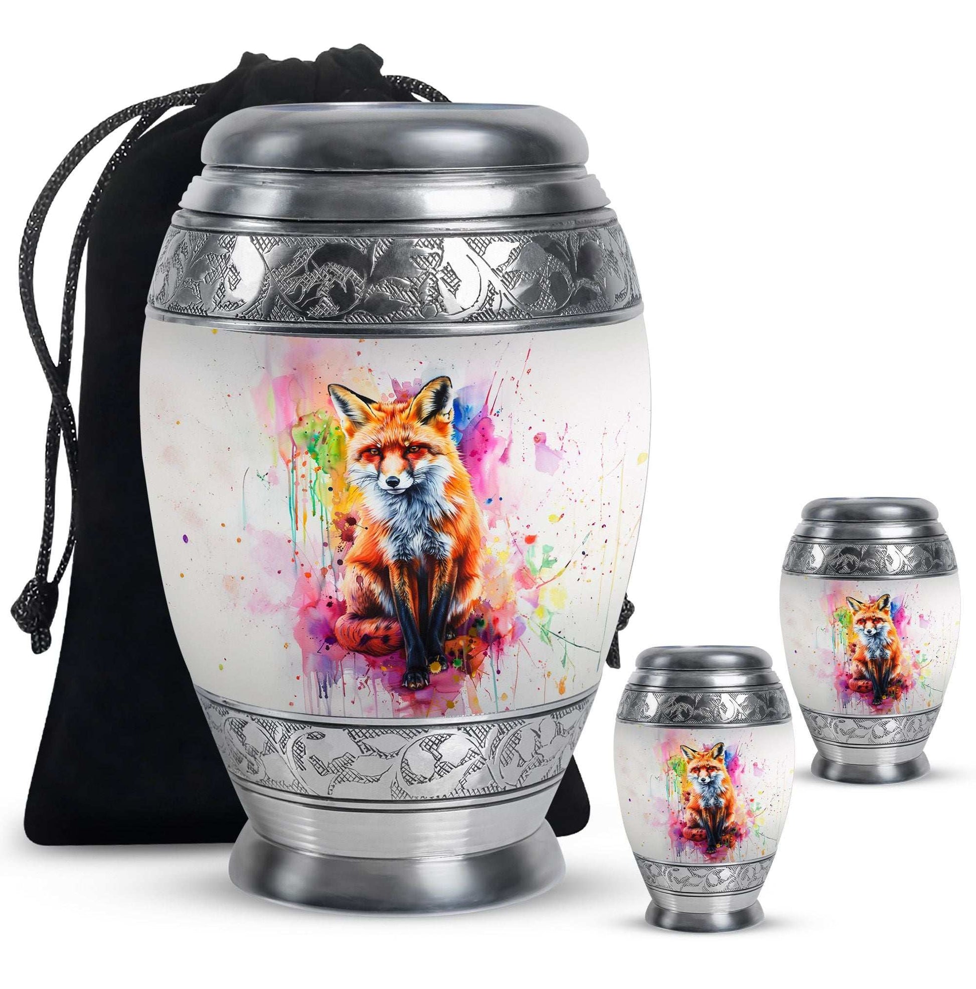 Fox Theme Large Urn With 2 Keepsake Urn