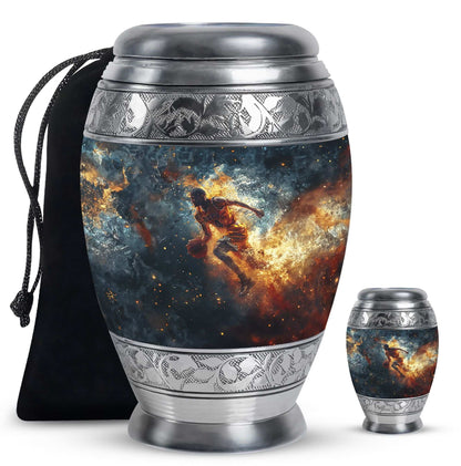 Basketball Theme Large Urn With 1 Keepsake Urn