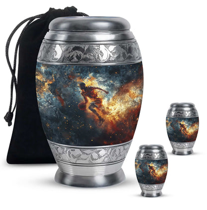 Basketball Theme Large Urn With 2 Keepsake Urn