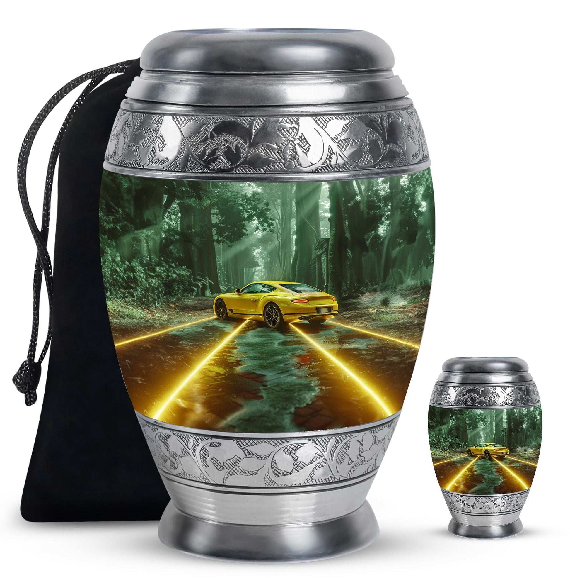 Car Theme Large Urn With 1 Keepsake Urn