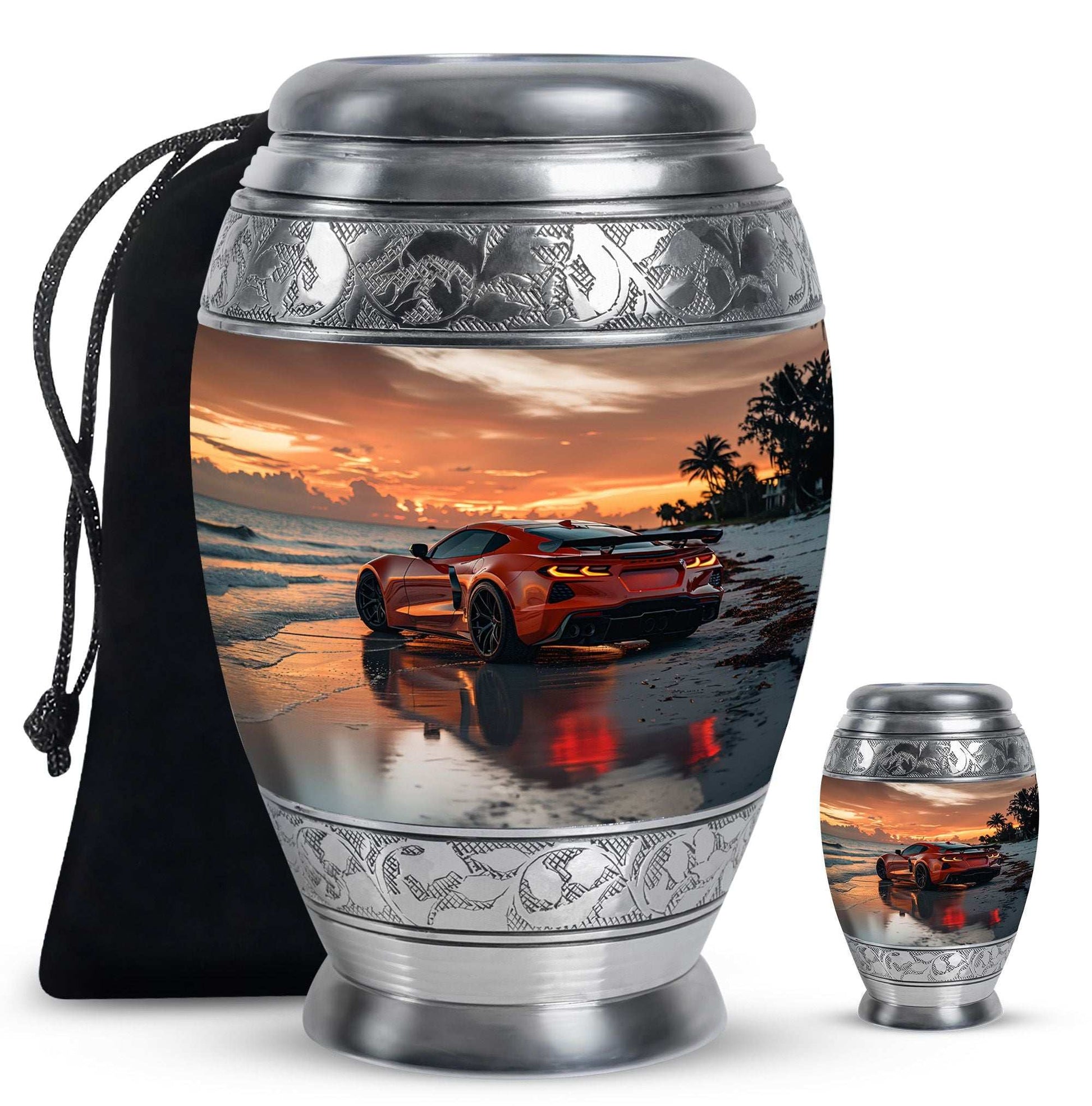 Car Theme Large Urn With 1 Keepsake Urn