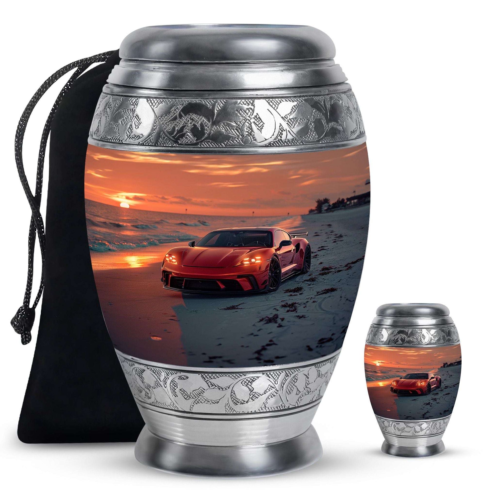 Car Theme Large Urn With 1 Keepsake Urn