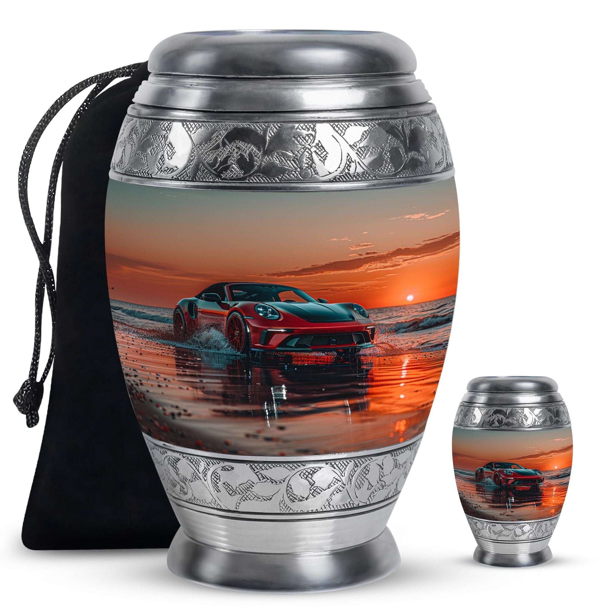 Car Theme Large Urn With 1 Keepsake Urn
