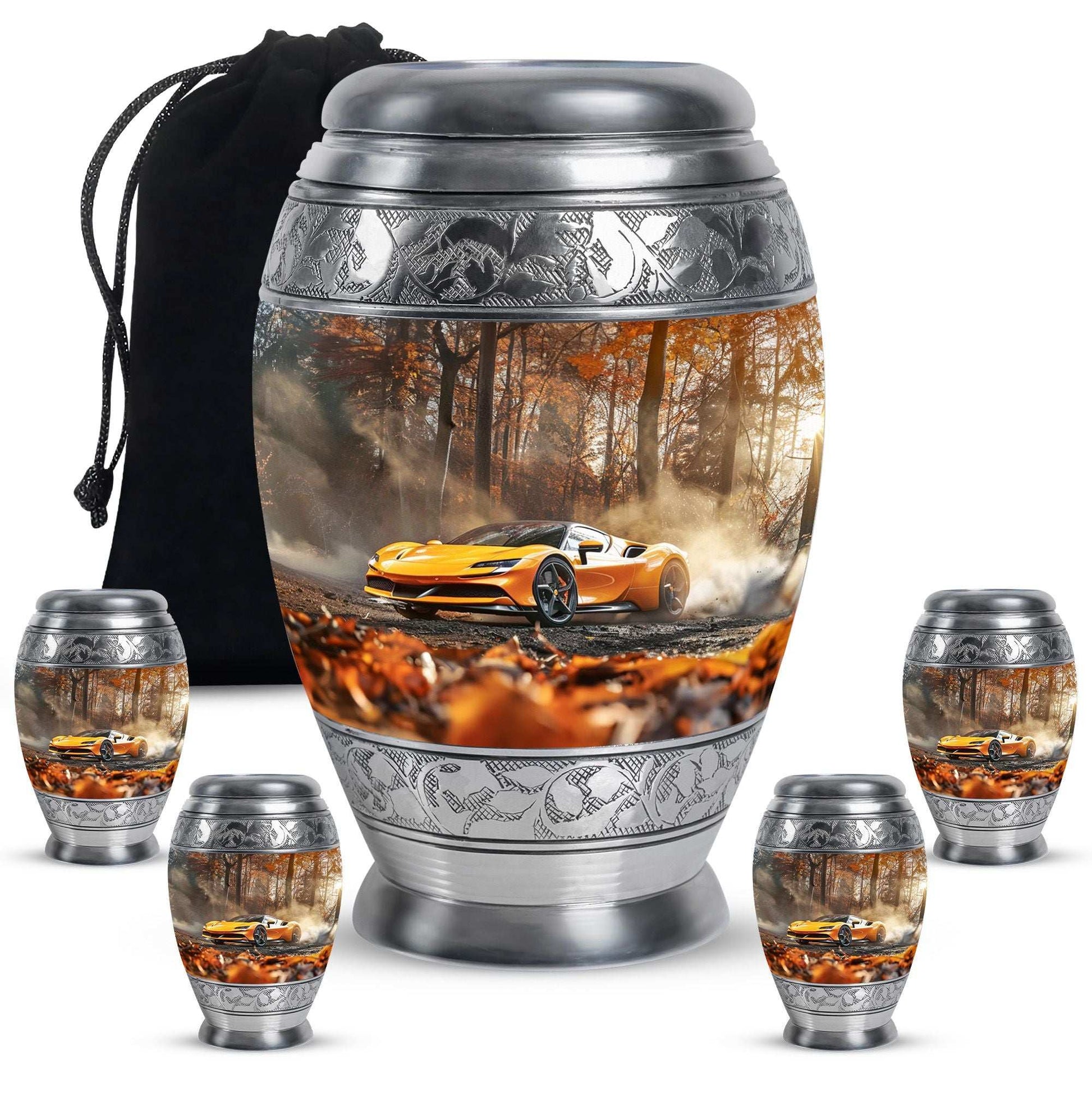 Car Theme Large Urn With 4 Keepsake Urn