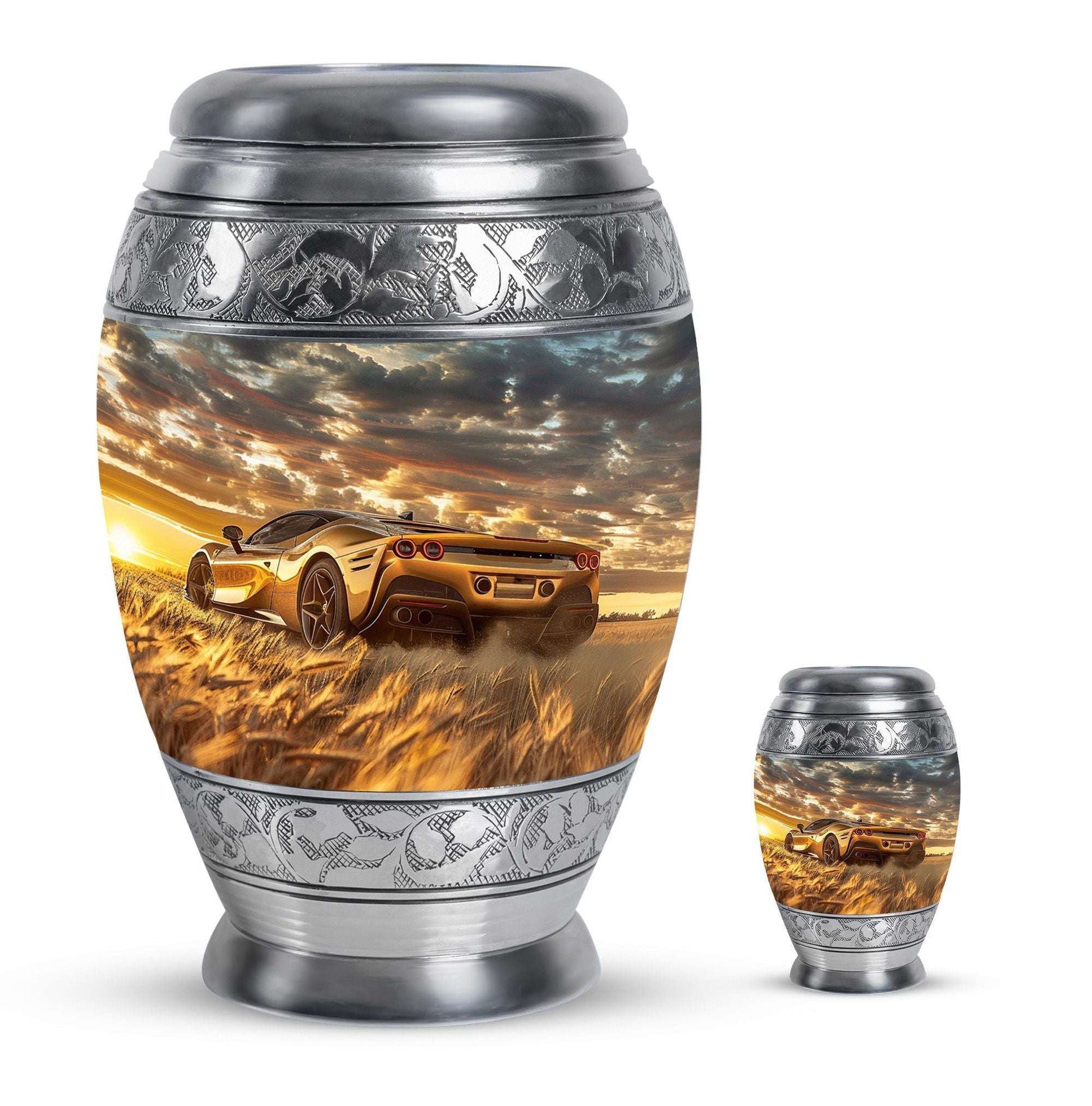 Car Theme Large Urn With 1 Keepsake Urn