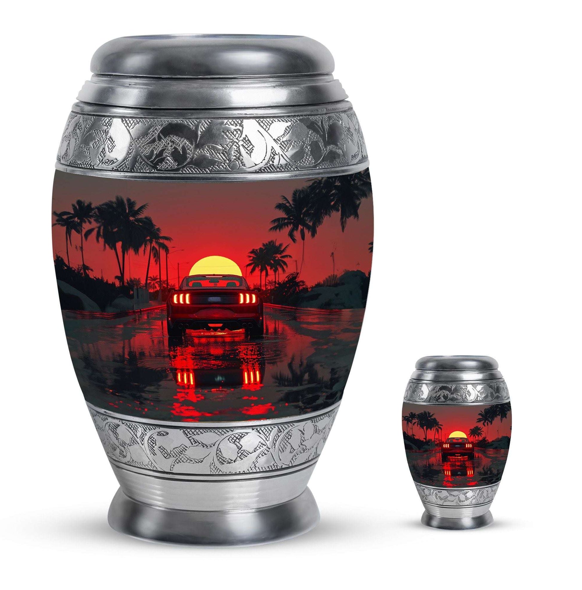 Car Theme Large Urn With 1 Keepsake Urn