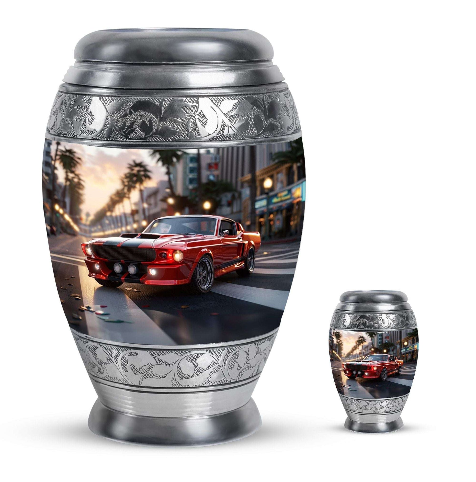 Car Theme Large Urn With 1 Keepsake Urn