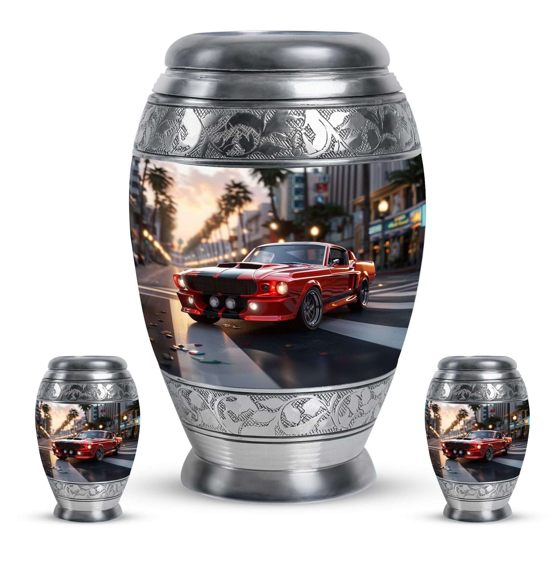 Car Theme Large Urn With 2 Keepsake Urn