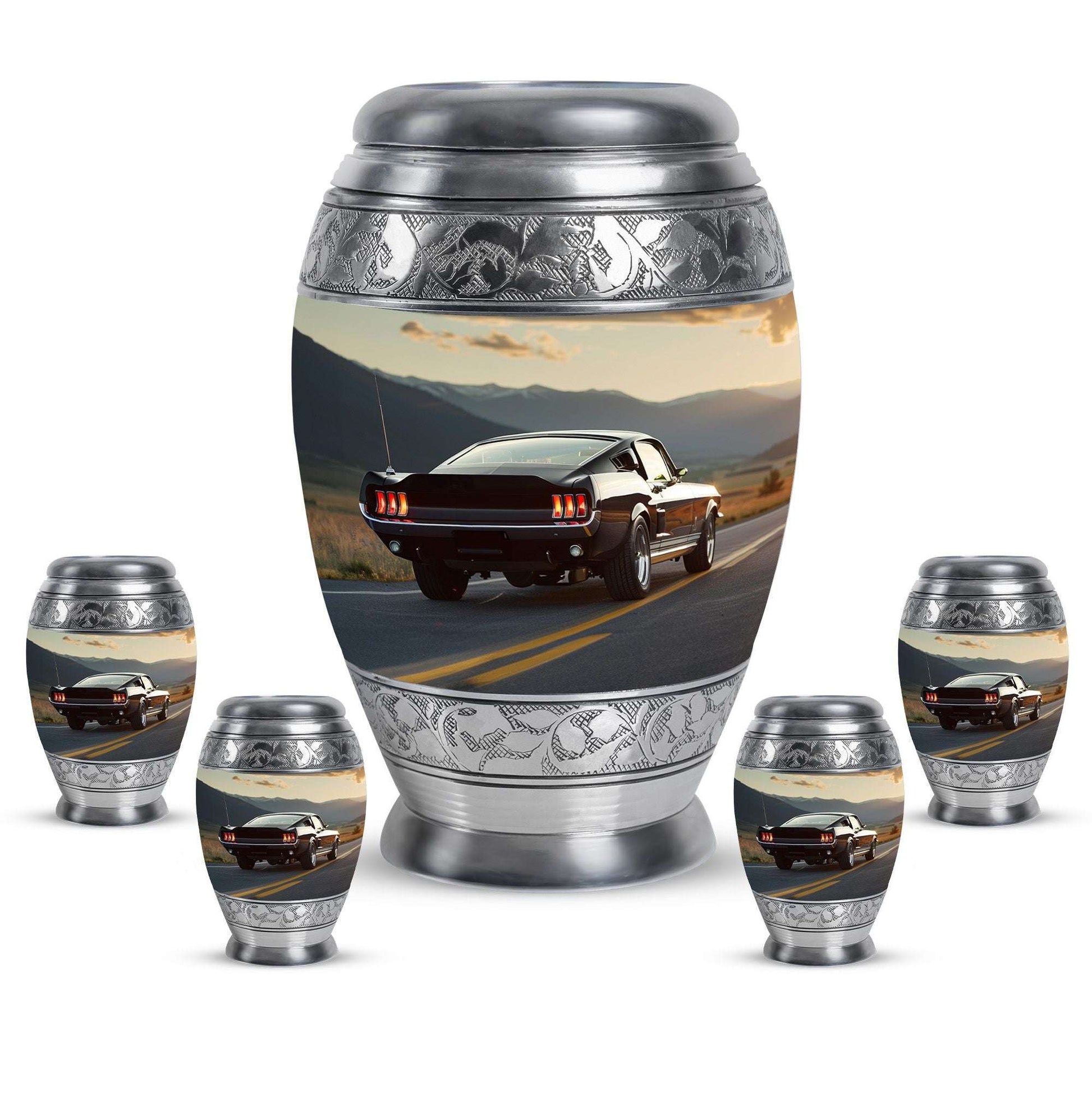 Car Theme Large Urn With 4 Keepsake Urn