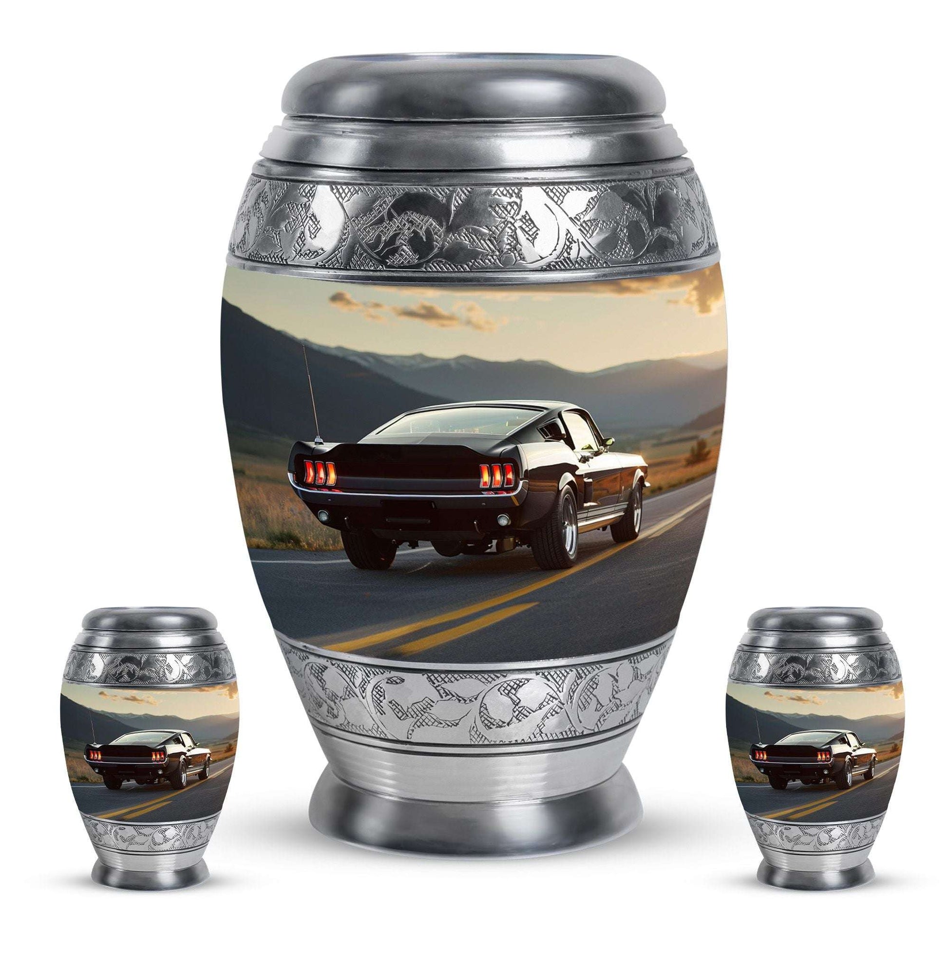 Car Theme Large Urn With 2 Keepsake Urn
