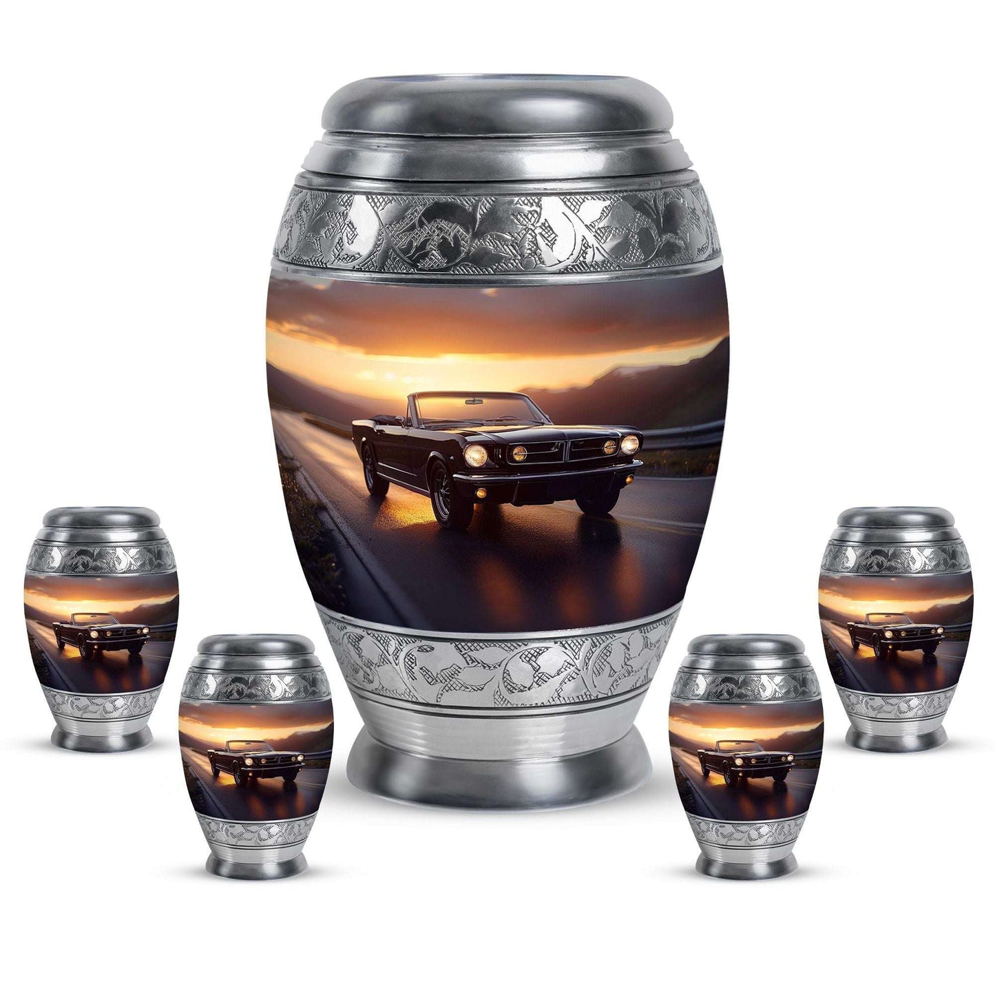 Car Theme Large Urn With 4 Keepsake Urn