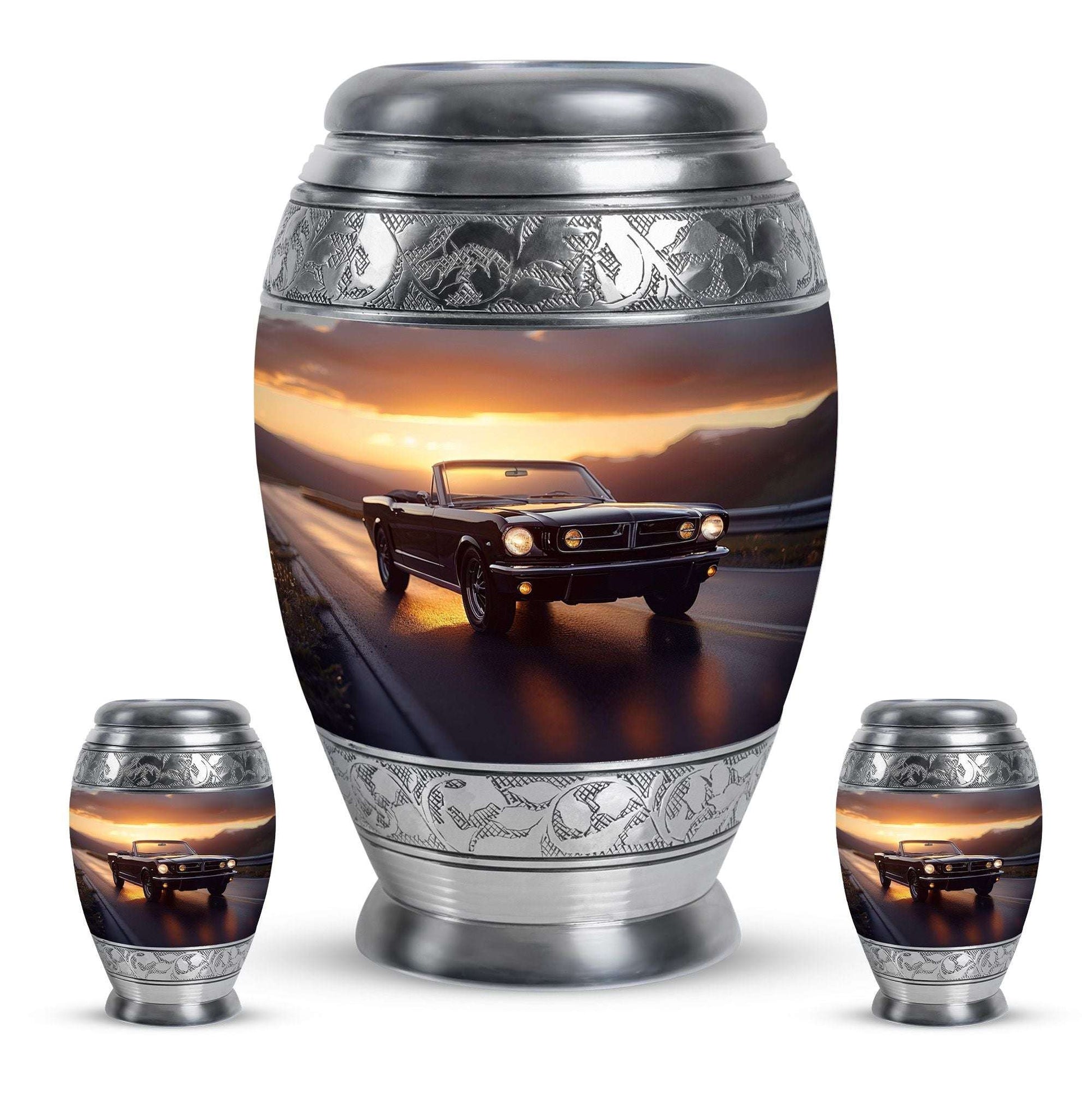 Car Theme Large Urn With 2 Keepsake Urn