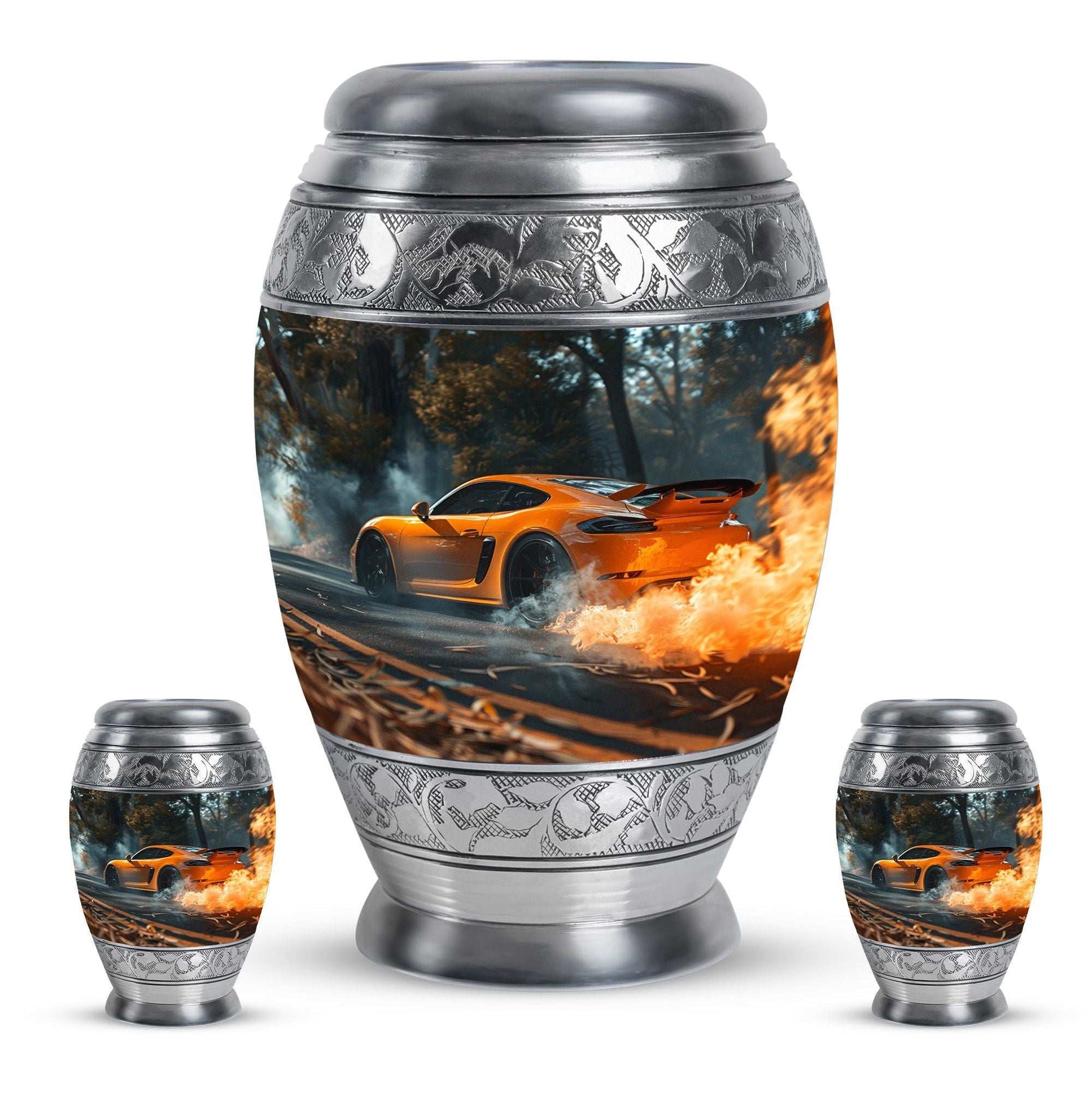 Car Theme Large Urn With 2 Keepsake Urn