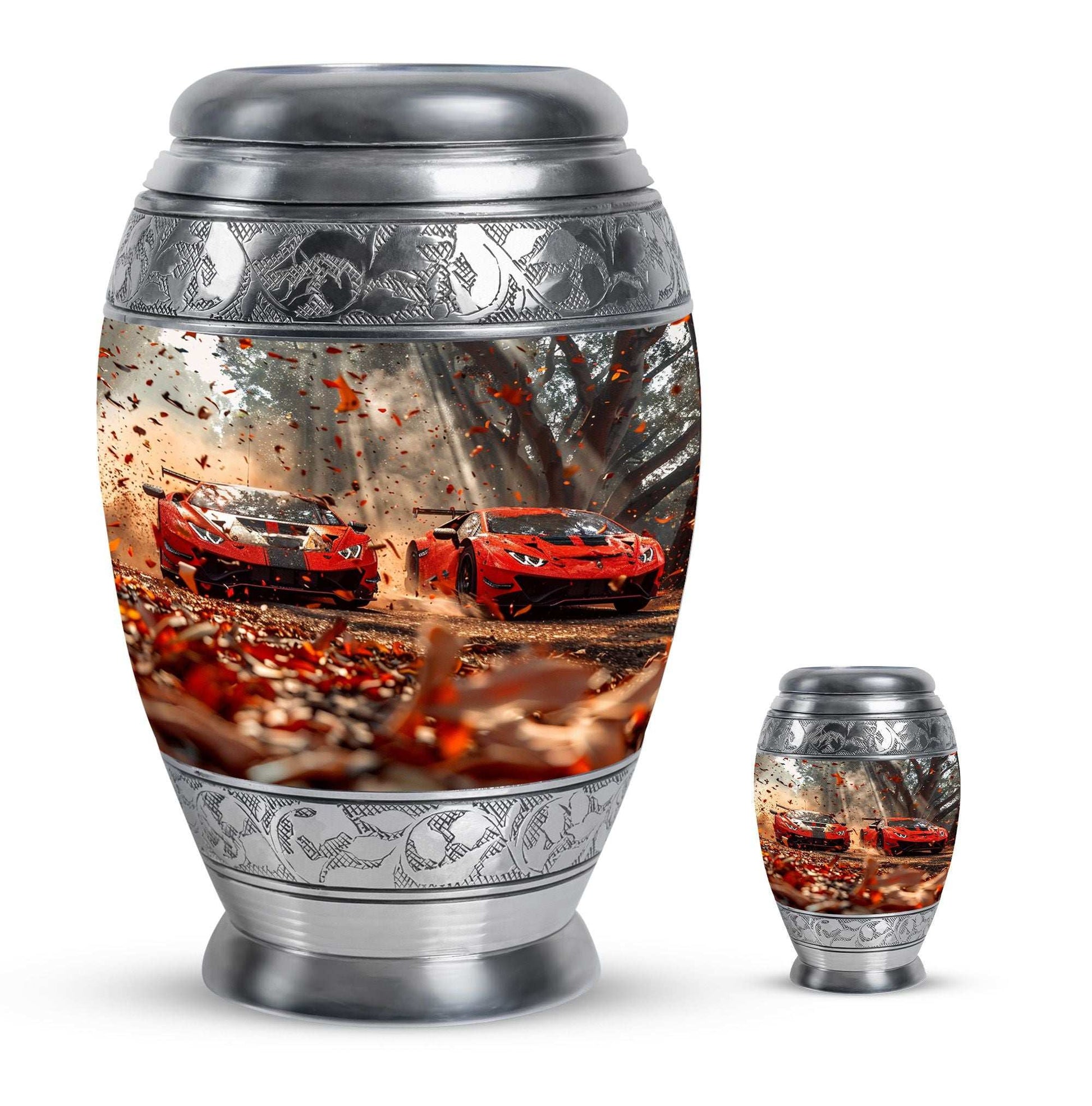 Car Theme Large Urn With 1 Keepsake Urn