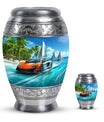 Car Theme Large Urn With 1 Keepsake Urn