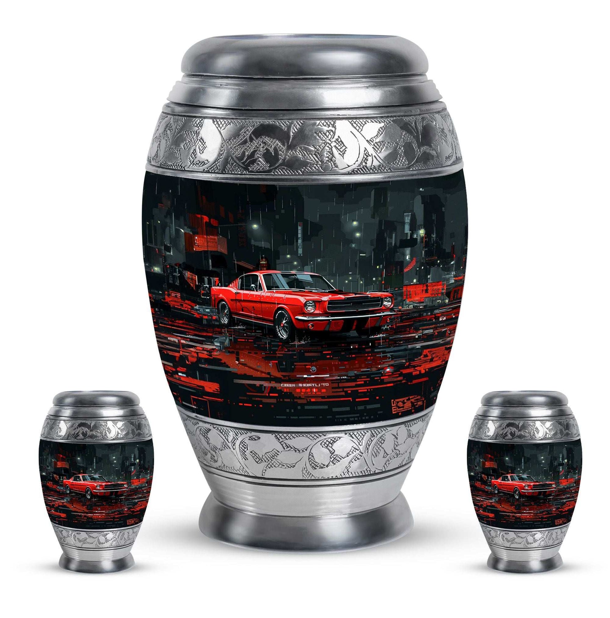 Car Theme Large Urn With 2 Keepsake Urn