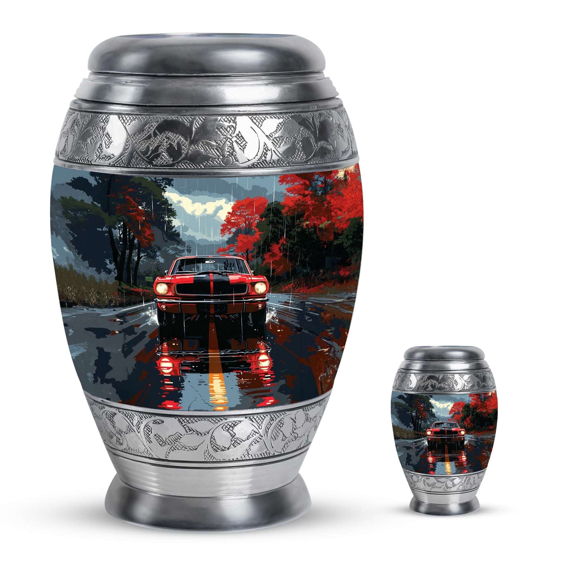 Car Theme Large Urn With 1 Keepsake Urn