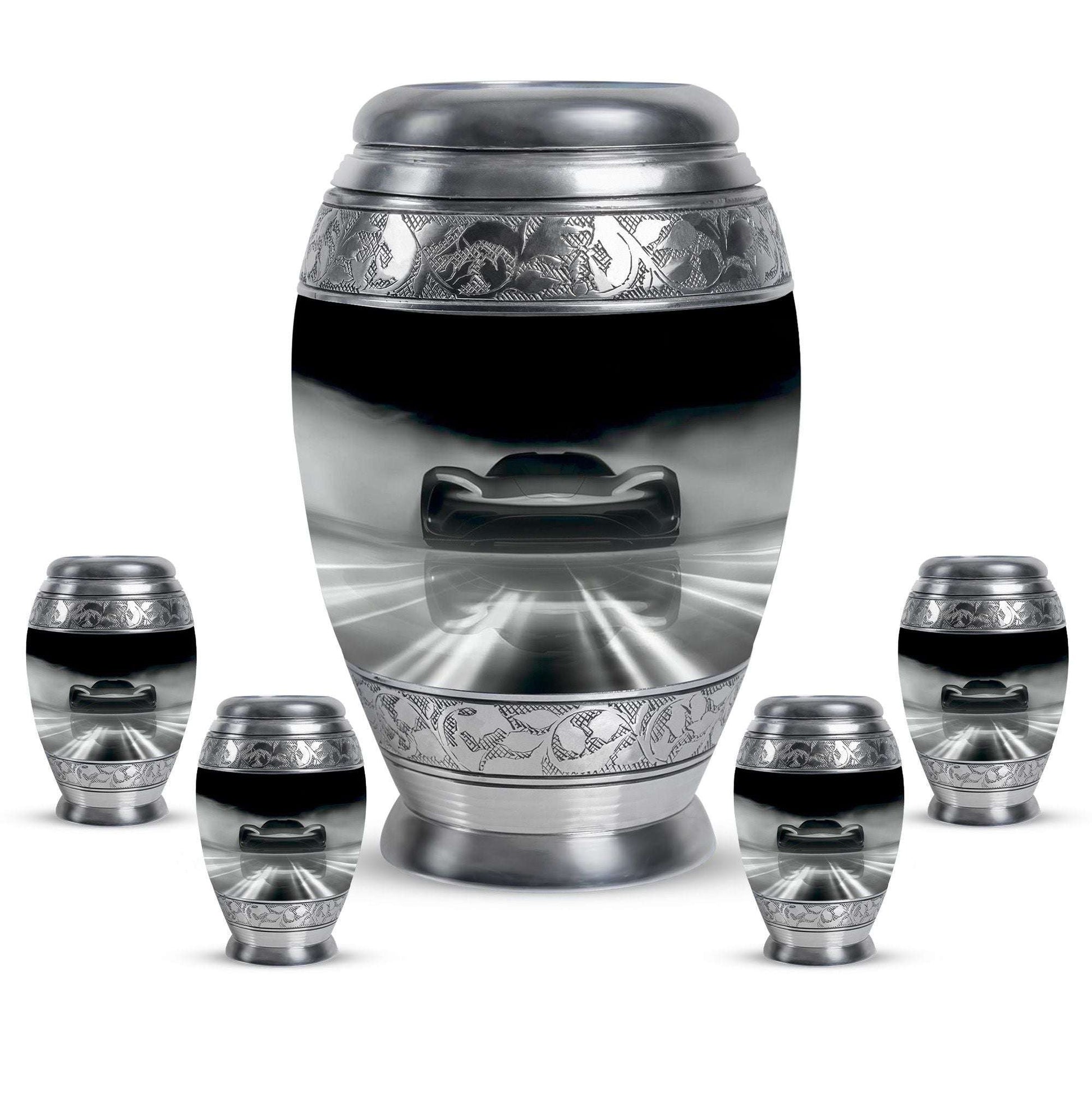 Car Theme Large Urn With 4 Keepsake Urn