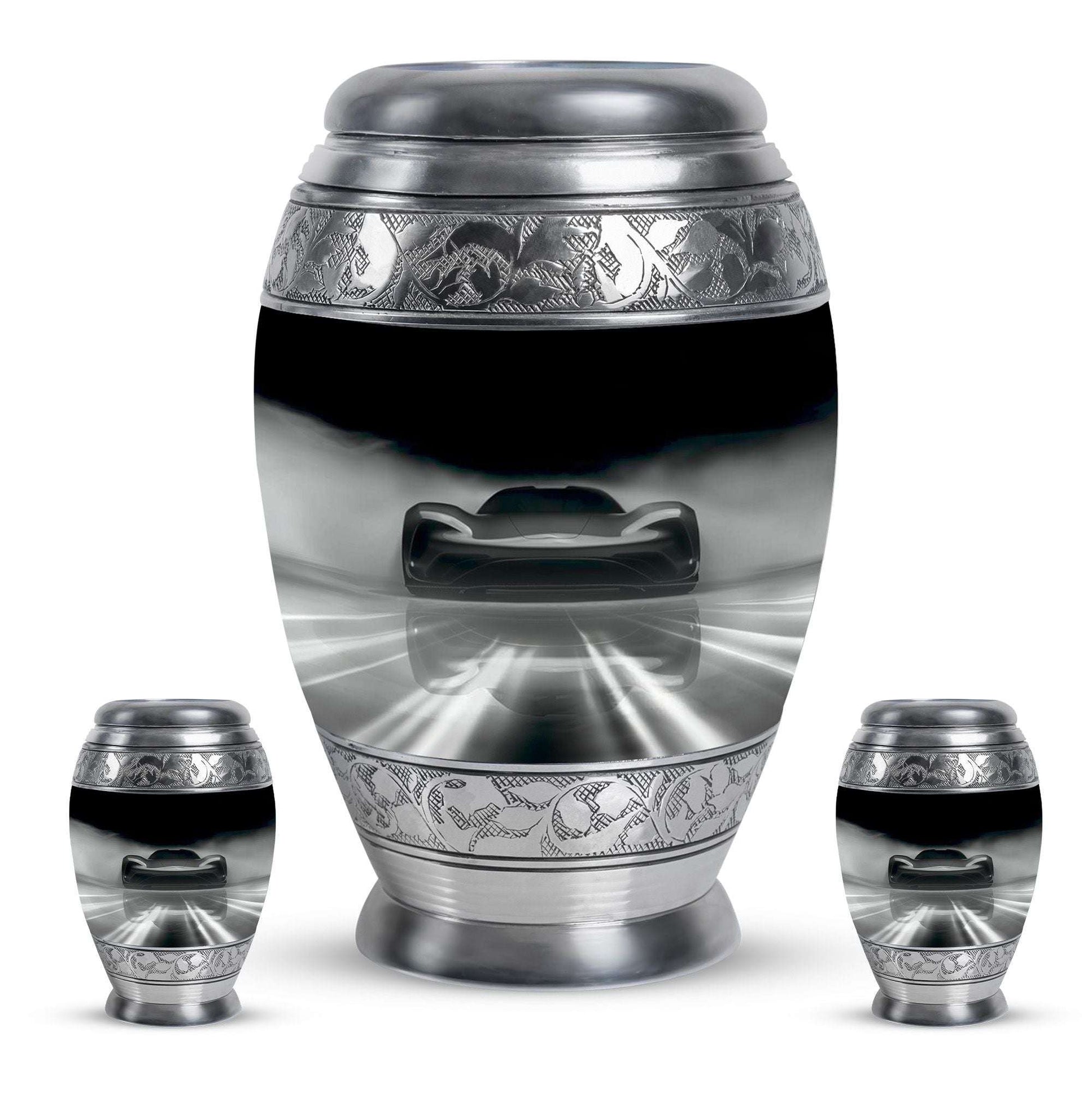 Car Theme Large Urn With 2 Keepsake Urn