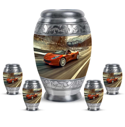 Car Theme Large Urn With 4 Keepsake Urn