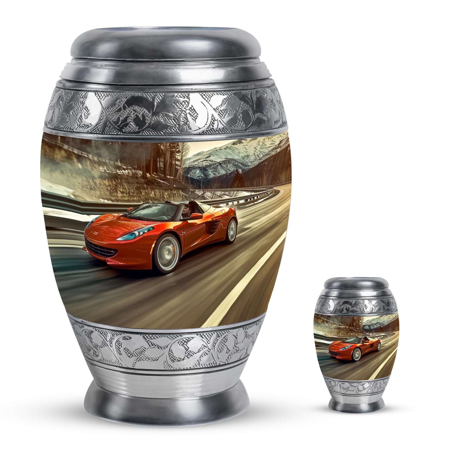 Car Theme Large Urn With 1 Keepsake Urn