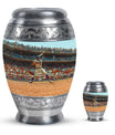 Baseball Theme Large Urn With 1 Keepsake Urn