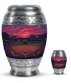 Baseball Theme Large Urn With 1 Keepsake Urn