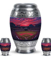 Baseball Theme Large Urn With 2 Keepsake Urn
